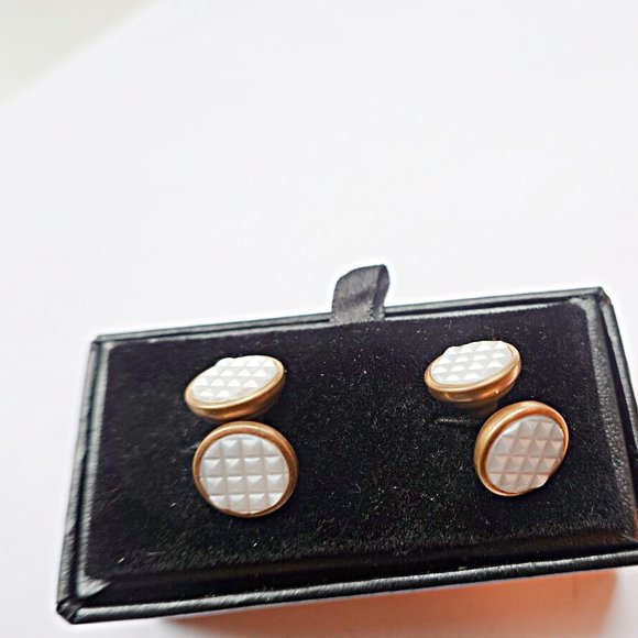 Wedding Cufflinks, White Pearl Art Deco Cufflinks - Picture 1 of 2